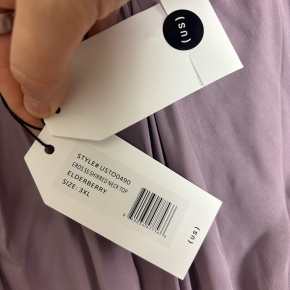 NWT Universal Standard Short Sleeve Shirred Neck Blouse Elderberry Womens Sz 3XL - Picture 4 of 8